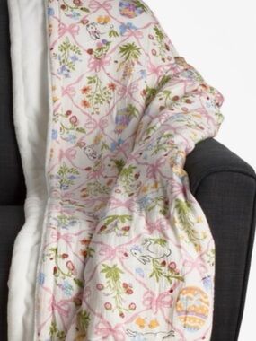 Delphine Bunny Botanical Bow Gauze to Plush  Easter Throw-50” x 70”